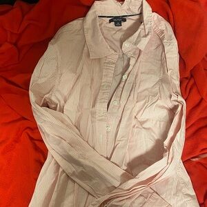 Nautica Men's Light Red Striped Button Down Shirt